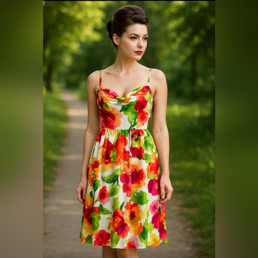 Stop Staring! Alicia Estrada Floral Watercolor Midi Dress NWT